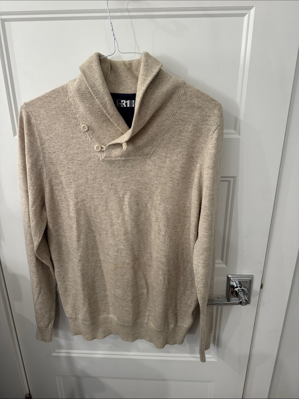 Simons Men's Shawl Collar Turtleneck Sweater in Beige